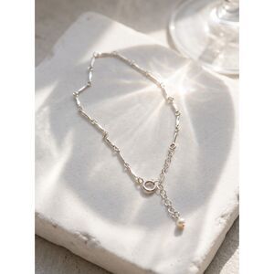 NEW, Sterling Silver Bar Chain Bracelet, 6.5-8" Adjustable